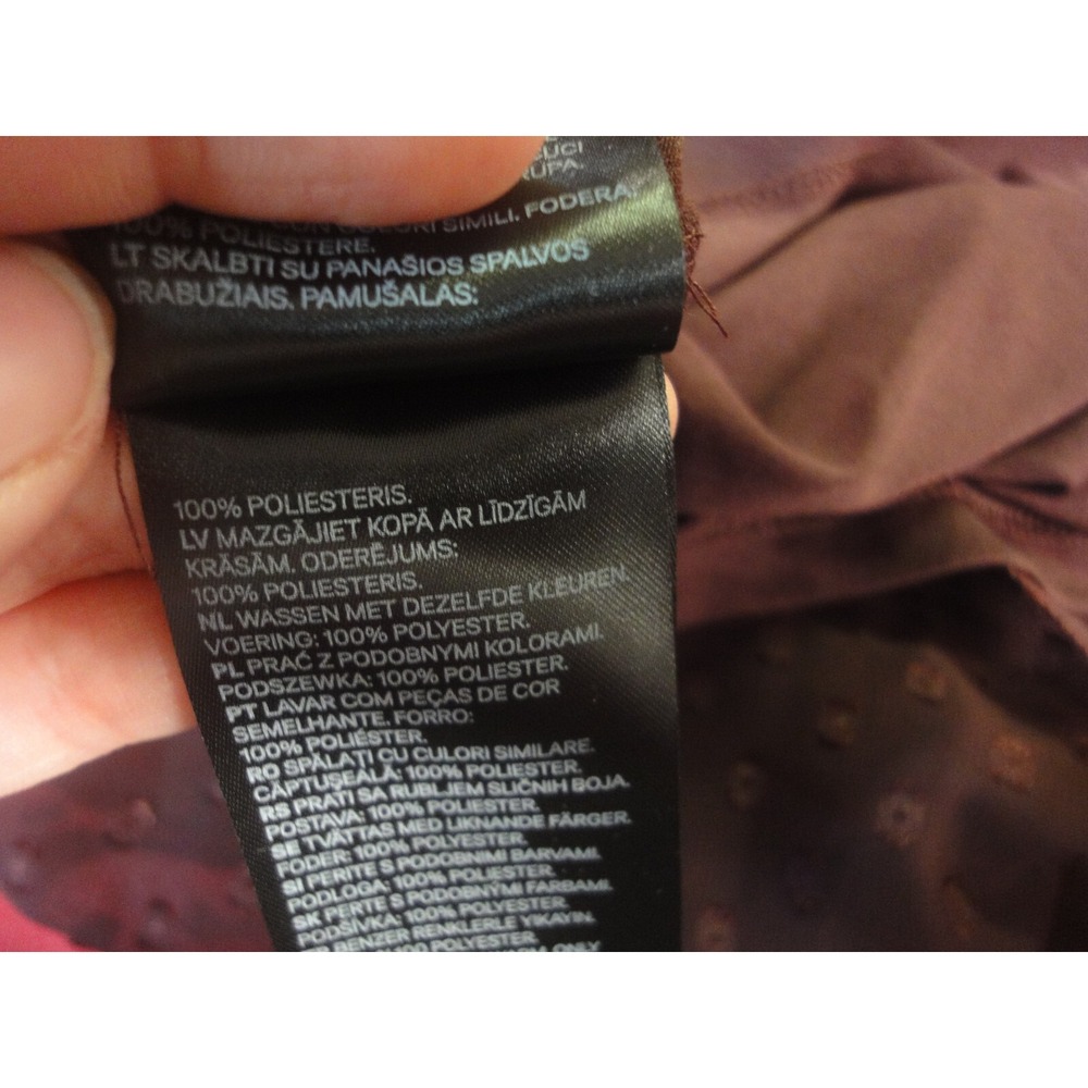 H&M‎ Maroon Sheer dress with attached slip long sleeves size 14 NWT - Picture 10 of 12